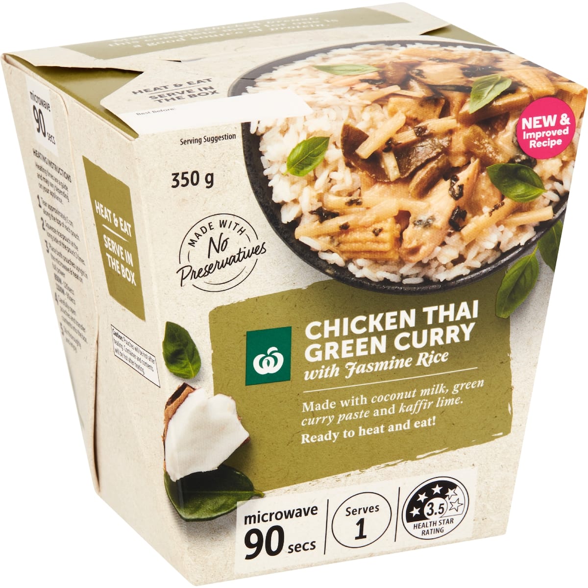 Woolworths Thai Green Chicken Curry With Jasmine Rice 350g | bunch