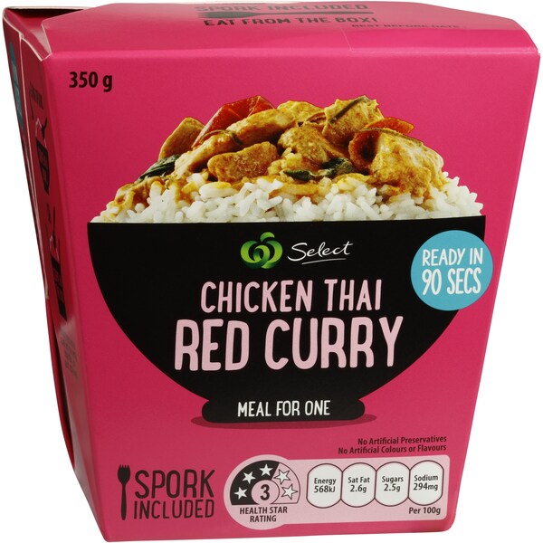 Woolworths Red Chicken Curry With Jasmine Rice 350G