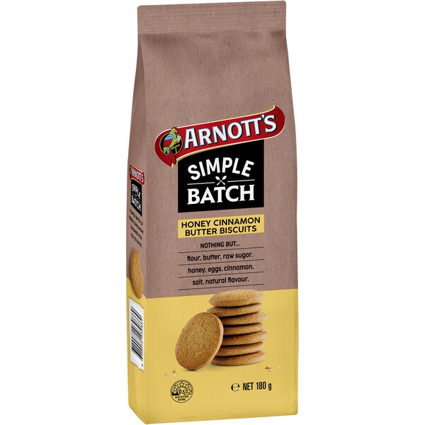Arnotts Simple Batch Honey Cinnamon Biscuits 180g