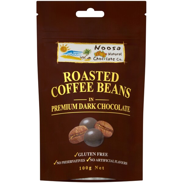 Noosa Natural Chocolate Co. Premium 70% Dark Choc Coated Coffee Beans 100g