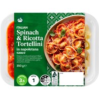 Woolworths Spinach & Ricotta Tortellini Napolitana Sauce Chilled Meal