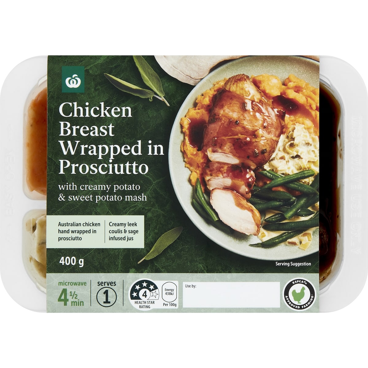 Woolworths Prosciutto Wrapped Chicken400g bunch