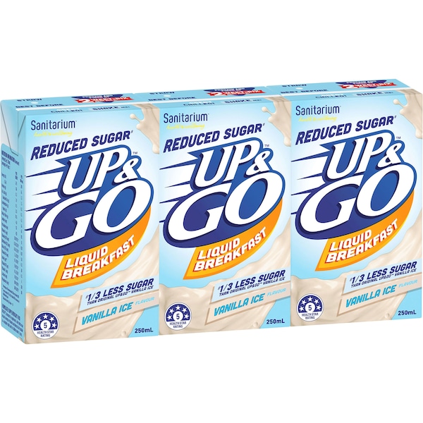 Up&Go Liquid Breakfast Reduced Sugar Vanilla Ice 250mL x 3 pack
