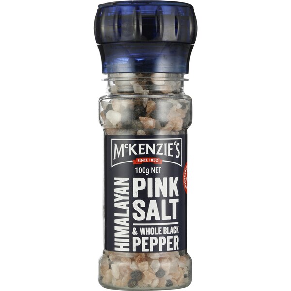 McKenzie's Himalayan Pink Salt & Whole Black Pepper Grinder 100g