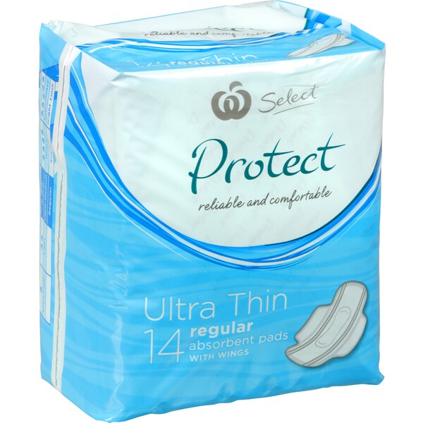 Woolworths Protect Ultra Thin Regular Pads With Wings 14 Pack