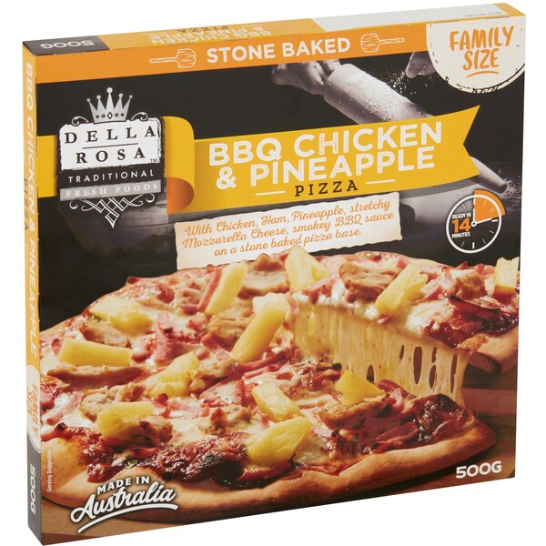 Della Rosa Stone Baked Bbq Chicken & Pineapple Pizza 500g