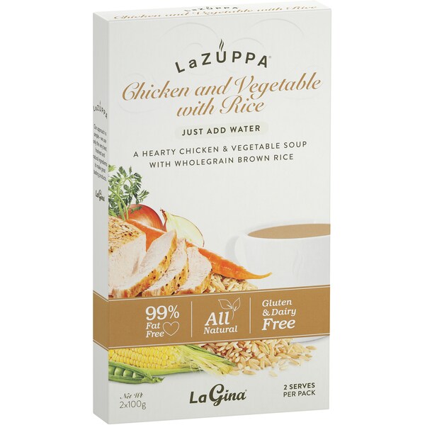 La Zuppa Microwave Soup Chicken & Veg With Rice 2x100g