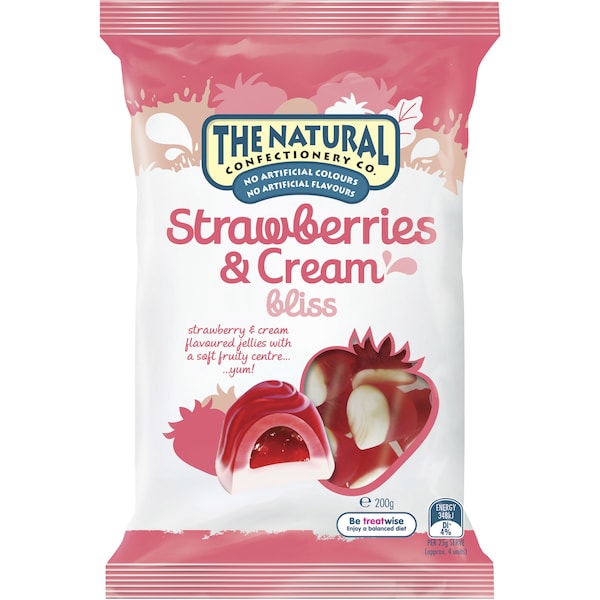 The Natural Confectionery Co. Strawberries & Cream 200g Bag