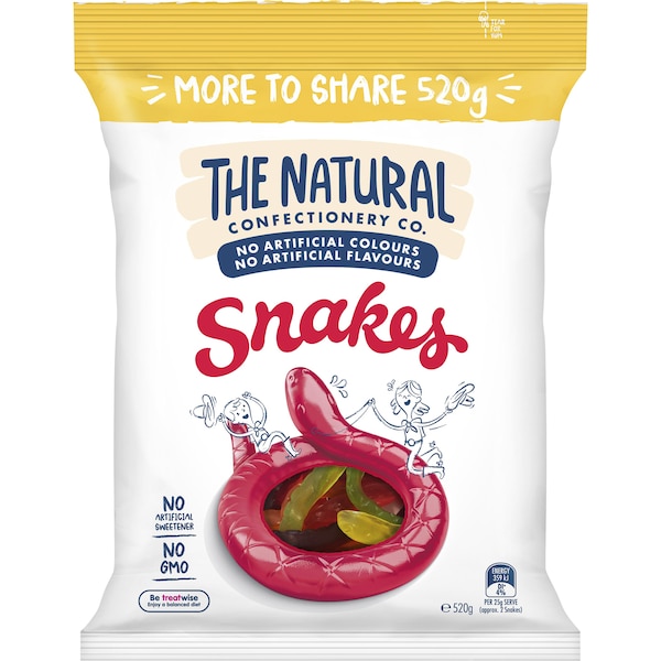 The Natural Confectionery Co. Snakes Lollies 520g