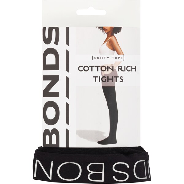 Bonds Cotton Rich Tights Black Medium/Large Extra Tall Each