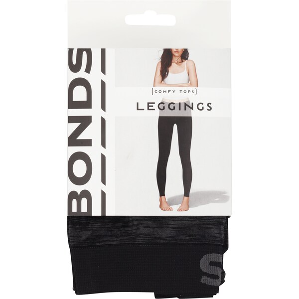 Bonds Comfy Tops Leggings Black/Charcoal Med-Lge Each