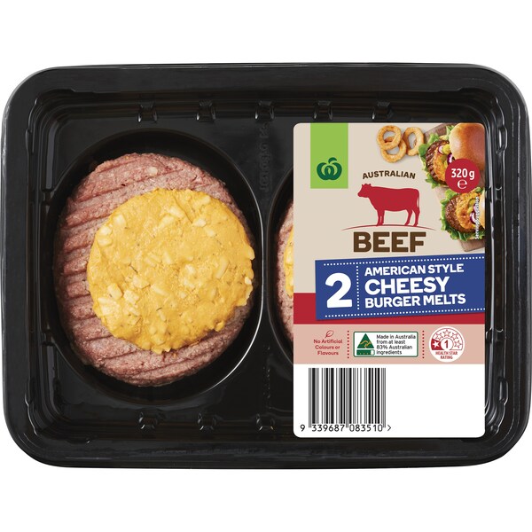 Woolworths American Style Cheesy Burger Melts 320g