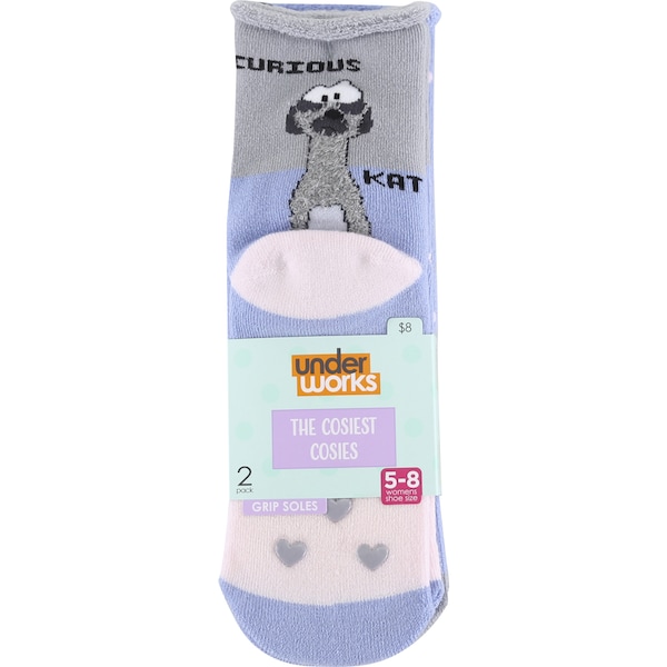 Underworks Novelty Slipper Sock Meerkat Sizes - 5 To 8 2 Pack