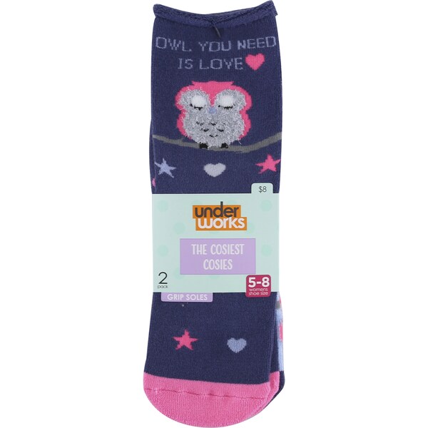 Underworks Novelty Slipper Sock Owl Sizes - 5 To 8 2 Pack