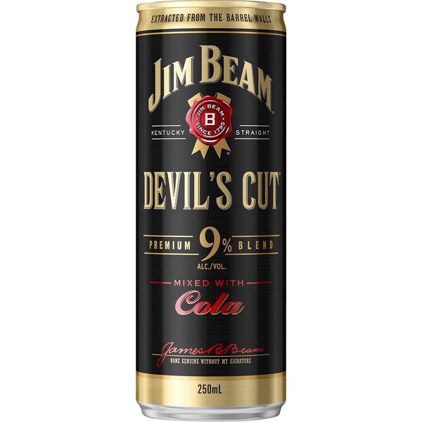 Jim Beam Devils Cut & Cola 9% Can 250ml