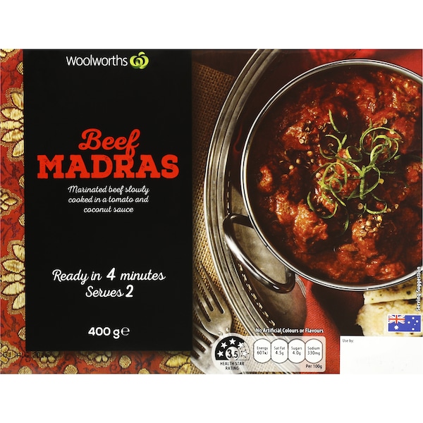 Woolworths Beef Madras Chilled Meal 400g