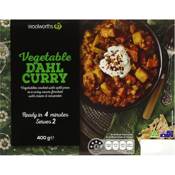Woolworths Vegetable Dahl Curry  400g