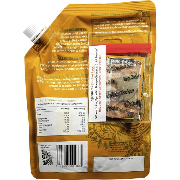 Taste of India MangoChicken 425g