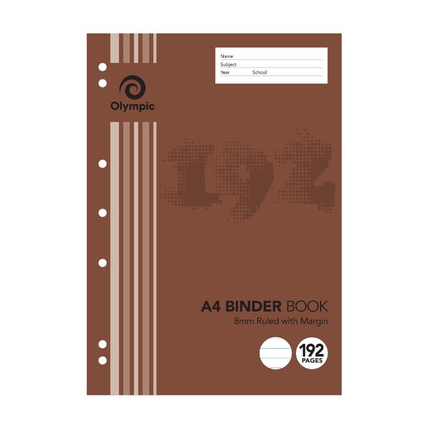 Olympic 192 Page A4 Binder Book 8mm Ruled each