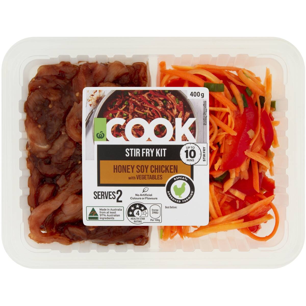 Woolworths Cook Stir Fry Kit Honey Soy Chicken With Veges 400g bunch