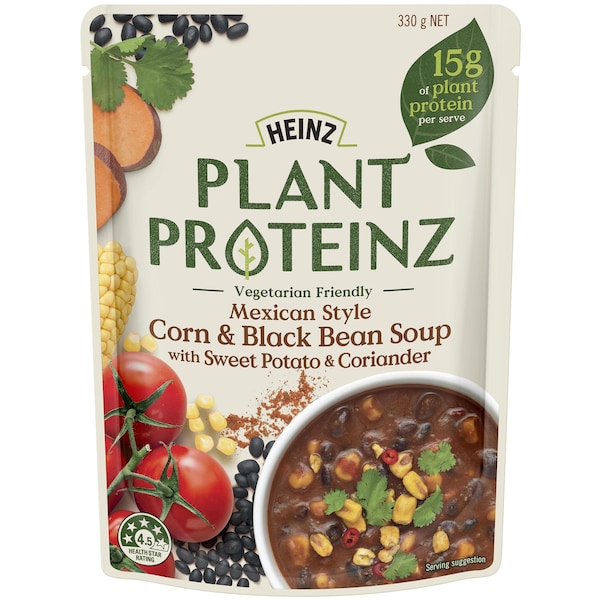 Heinz Plant Proteinz Vegetarian Mexican Corn Black Bean Soup 330g