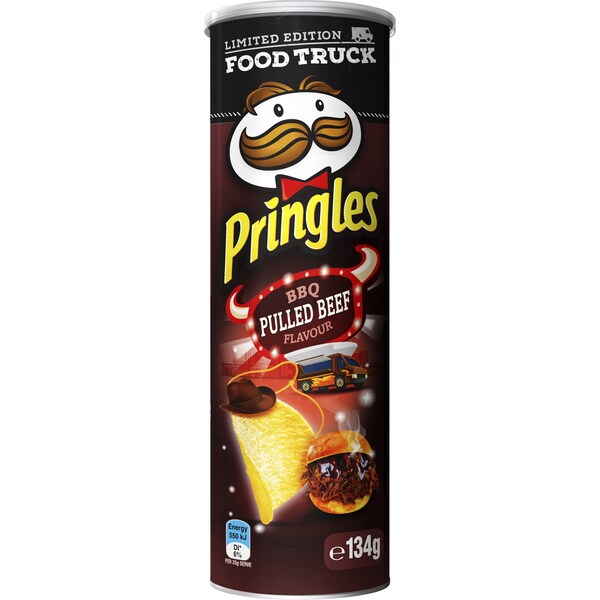 Pringles Bbq Pulled Beef Flavour Stacked Potato Chips 134g