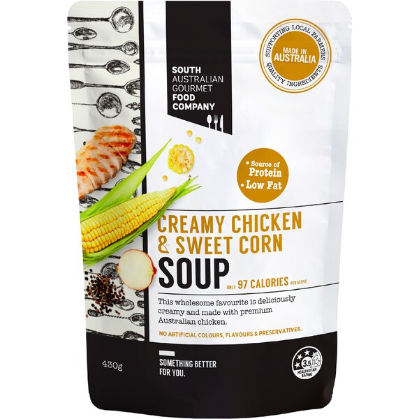 South Australian Gourmet Food Company Creamy Chicken & Sweet Corn Soup Pouch 430g