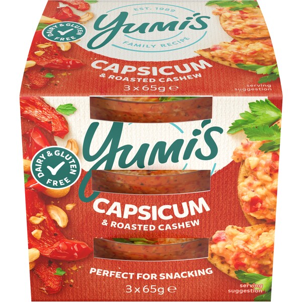 Yumi's Red Capsicum & Roasted Cashews Dip 3x65g