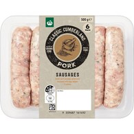 Woolworths 6 Pack Classic Cumberland Pork Sausages