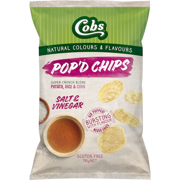 Cobs Pop'D Chips Salt & Vinegar Gluten Free 110g