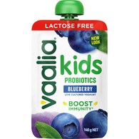 Vaalia Lactose Free Kids Probiotic Yoghurt Pouch Blueberry