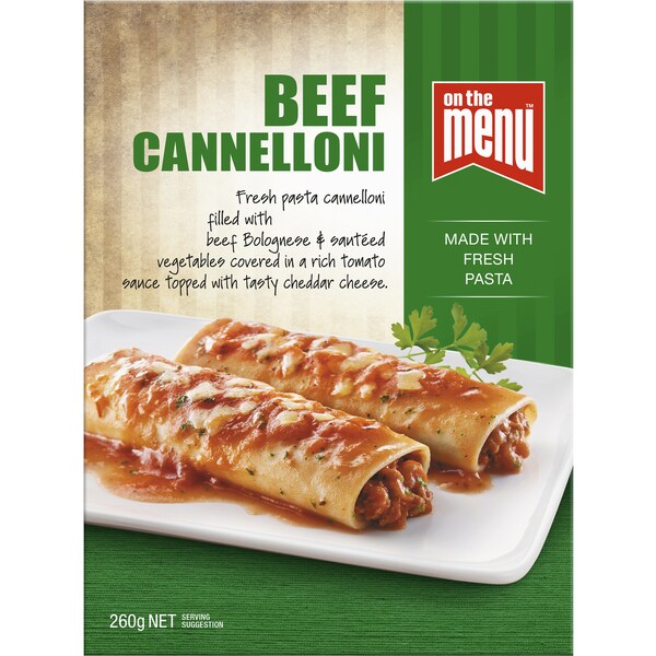 On The Menu Beef Cannelloni 260g