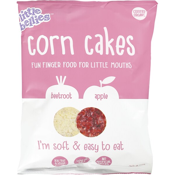 Little Bellies Beetroot & Apple Corn Cakes 12m+ 12g
