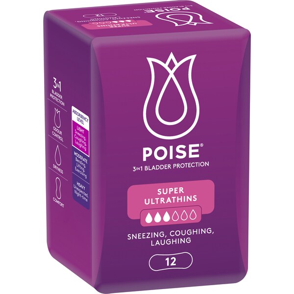Poise Active Super Ultrathins 12 Pack