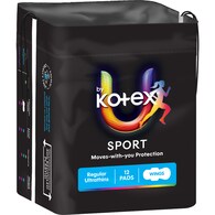 U by Kotex Sport Pads Regular With Wings
