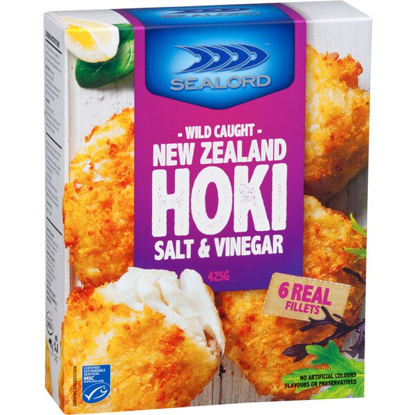 Sealord Hoki Fillets Salt & Vinegar Crumb 425g