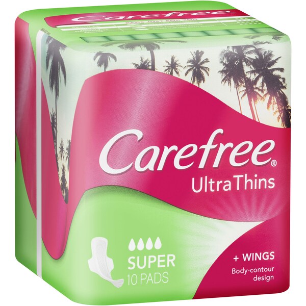 Carefree Super Ultrathin Pads With Wings 10 Pack