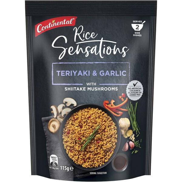Continental Sensations side dish teriyaki & garlic rice Serves 2 115g