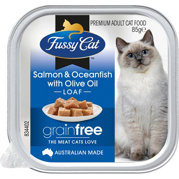 Fussy Cat Grain Free Adult Wet Cat Food Salmon & Oceanfish & Olive Oil 85g