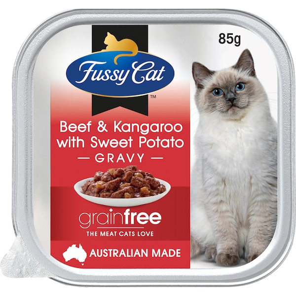 Fussy Cat Grain Free Adult Wet Cat Food Beef & Kangaroo & Sweet Potato 85g
