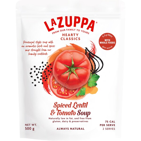 La Zuppa Soup Pouch Spiced Lentil & Tomato 540g
