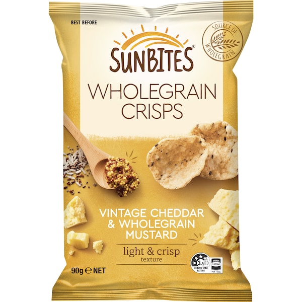 Sunbites Wholegrain Crisps Cheddar & Mustard 90g