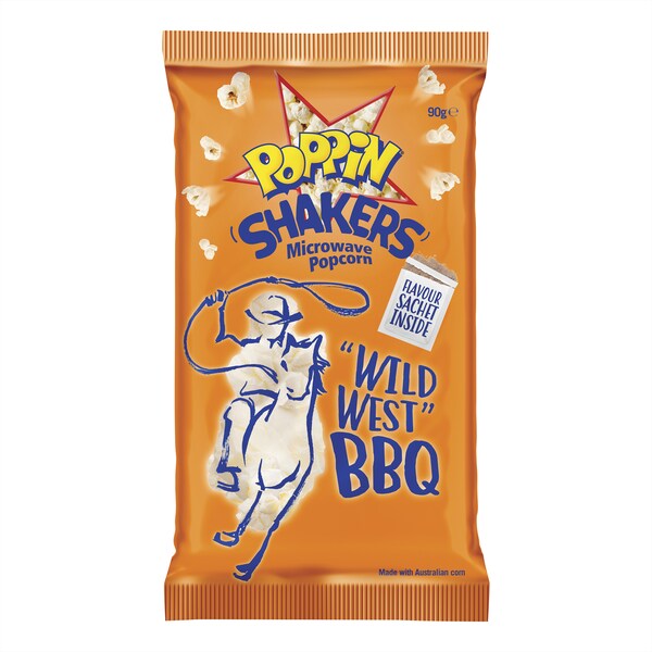 Poppin Shakers Microwave Popcorn Bbq 90g