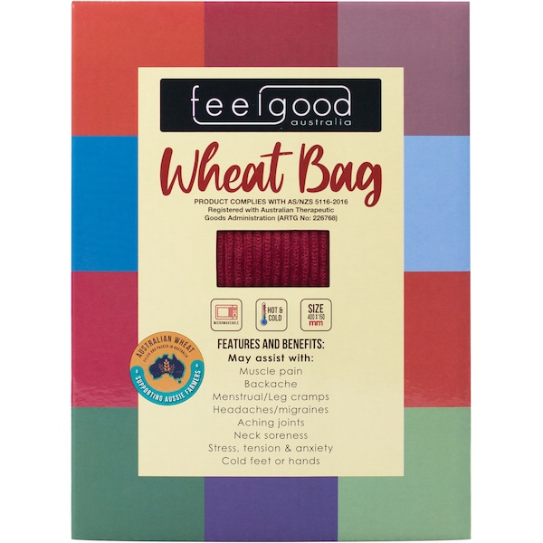 Feelgood Australia Wheat Heat Bag Burgundy Each