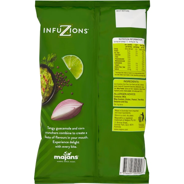 Infuzions Corn Crunchers Guacamole 110g