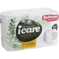 icare 100% Recycled Double Length 3 Ply Toilet Tissue