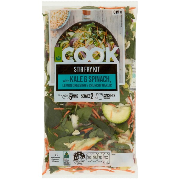 Woolworths Cook Kale & Spinach Stir-Fry Kit 315g