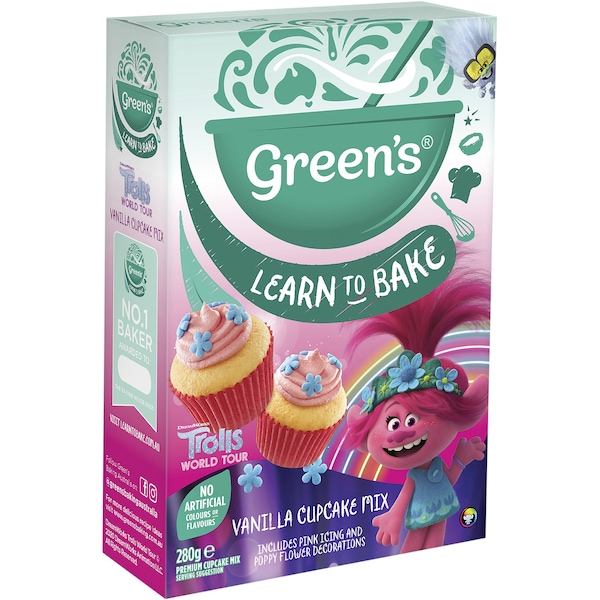 Green's Trolls Learn To Bake Vanilla Cupcake Mix 280g