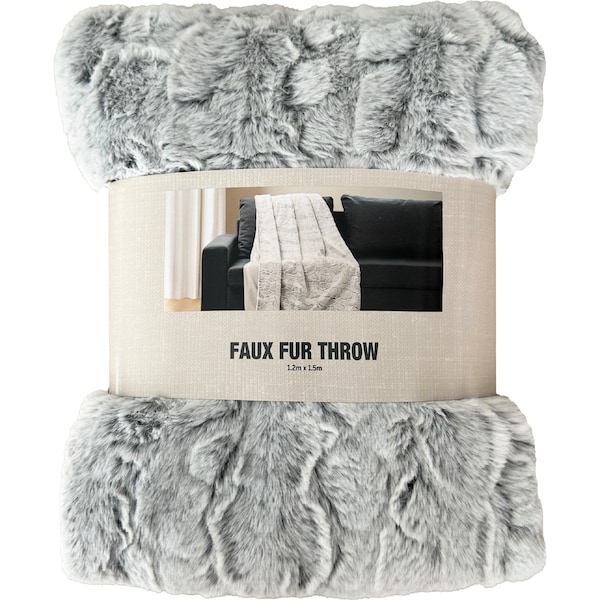Faux Fur Throw Blanket Grey each