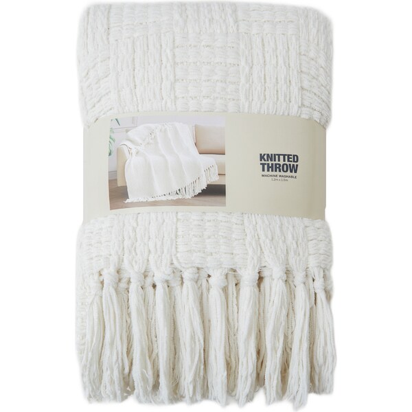 Chunky Knit Throw Blanket Cream each